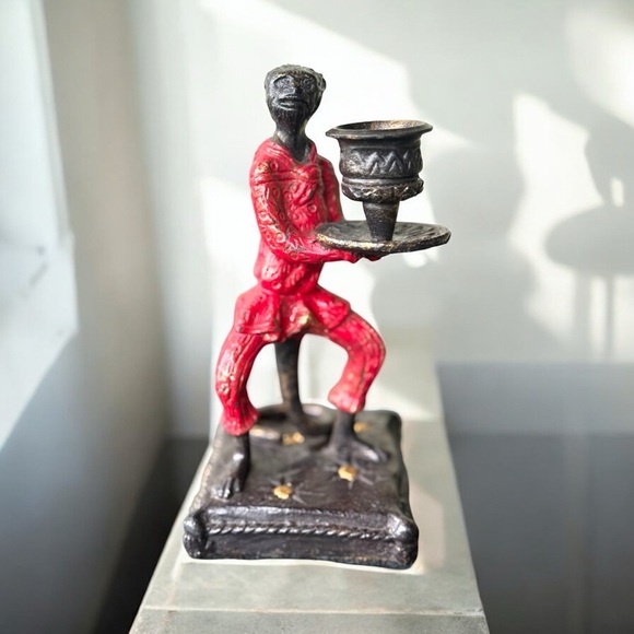Vintage Red Brass/Bronze Monkey Candle Holder Collectible Decor - Picture 1 of 6